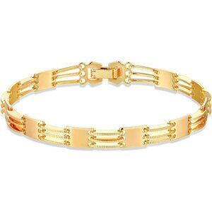 Gold Beaded Bracelets,18K Gold Plated Handmade Cute Satellite Diamond Cut Oval